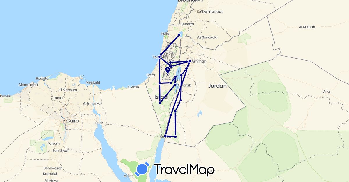 TravelMap itinerary: driving in Israel, Jordan, Palestinian Territories (Asia)